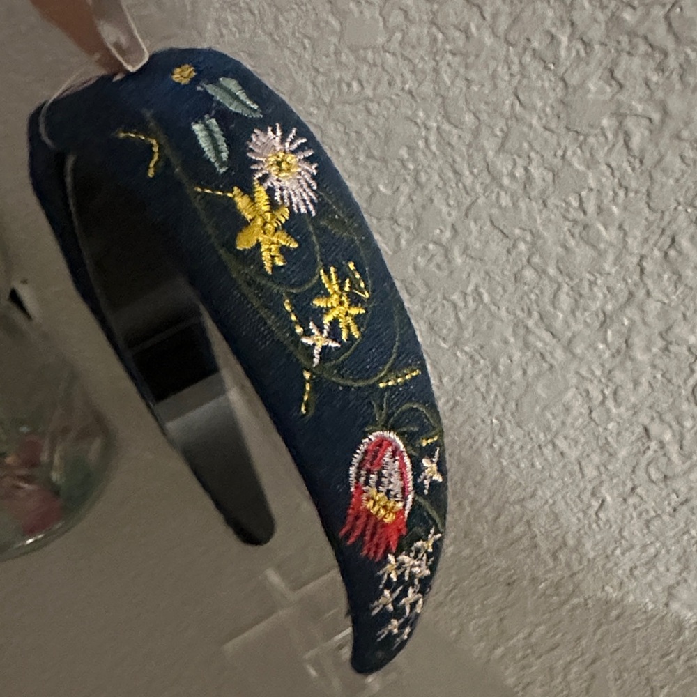 Floral Embroidered Headband - Blue Denim by Sunday State